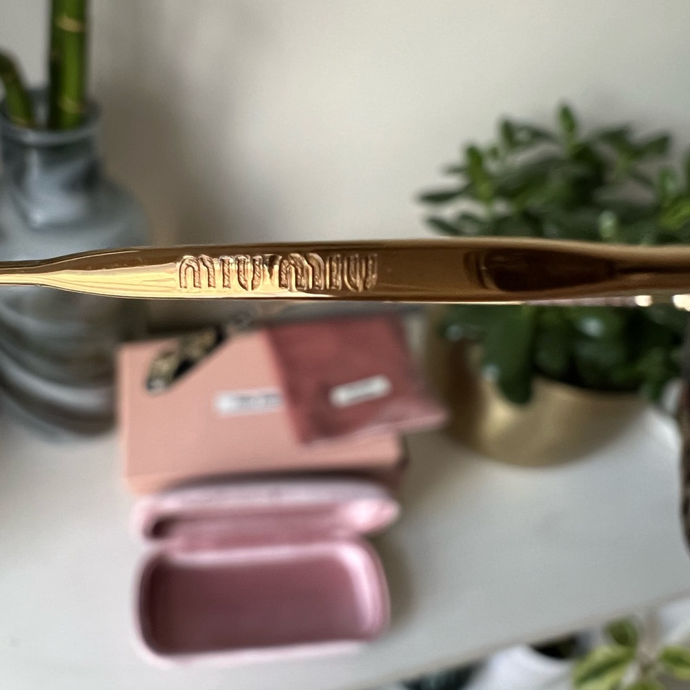 Miu Miu Black and Gold Fashion Sunglasses - Picture 6 of 9